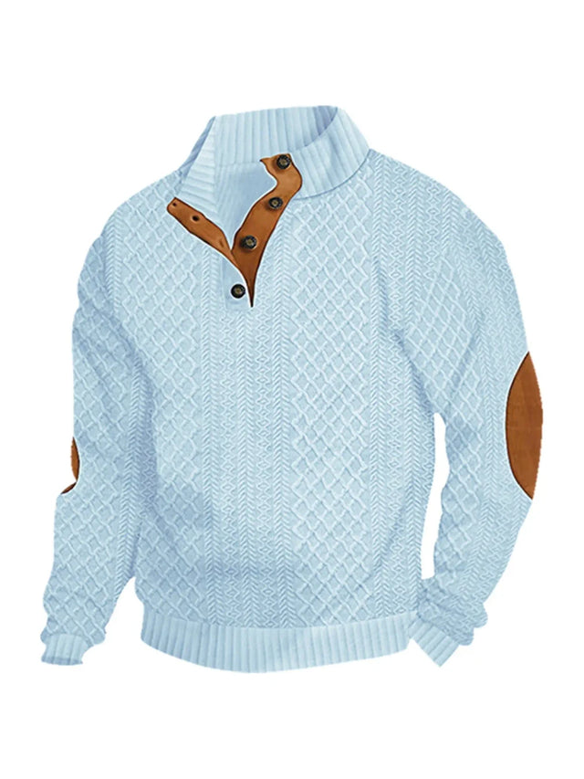 Retro Jacquard Henley Sweater