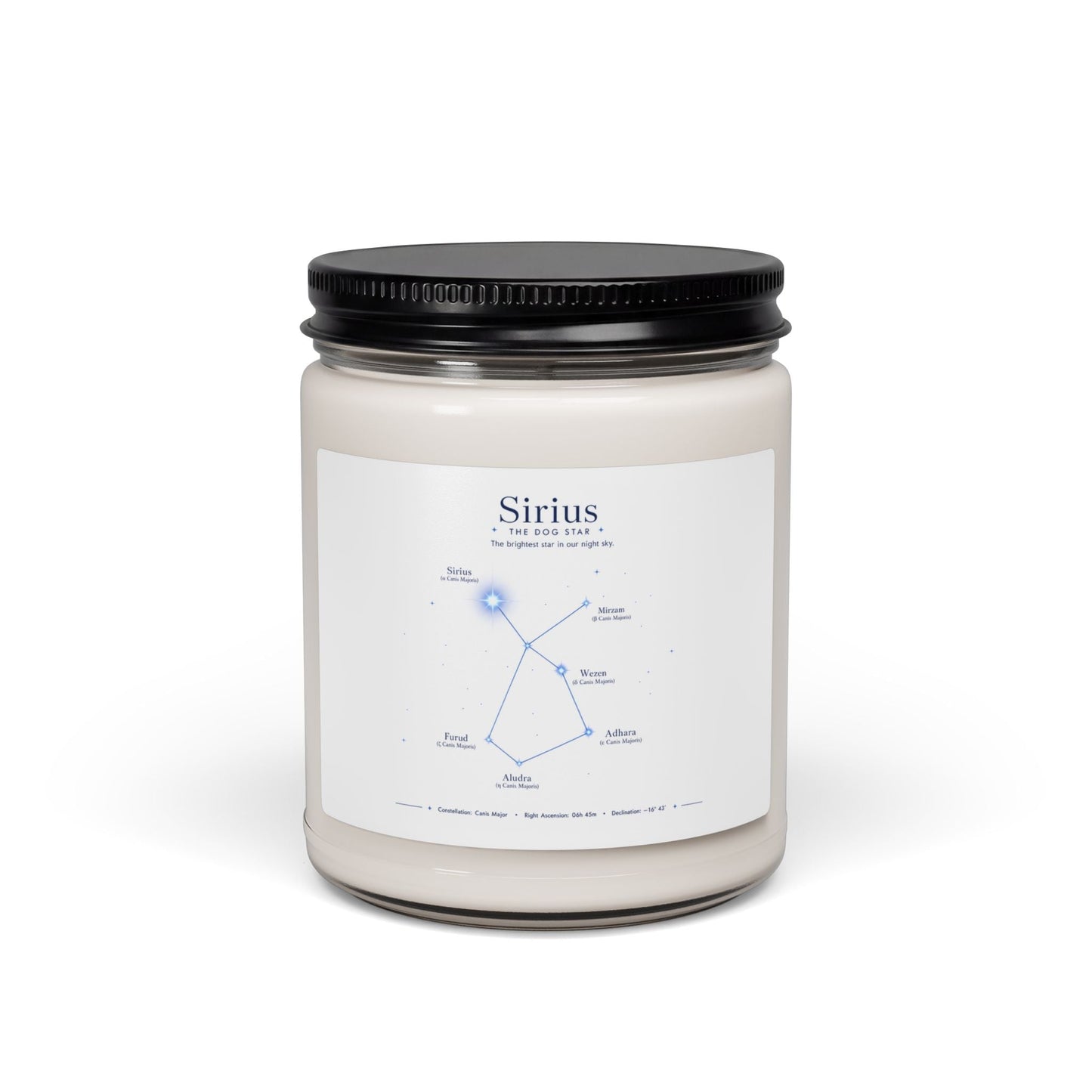 Dog Days of Summer Sirius Constellation Soy Candle — 9oz Scented Jar (Dog Star Astronomy Gift)