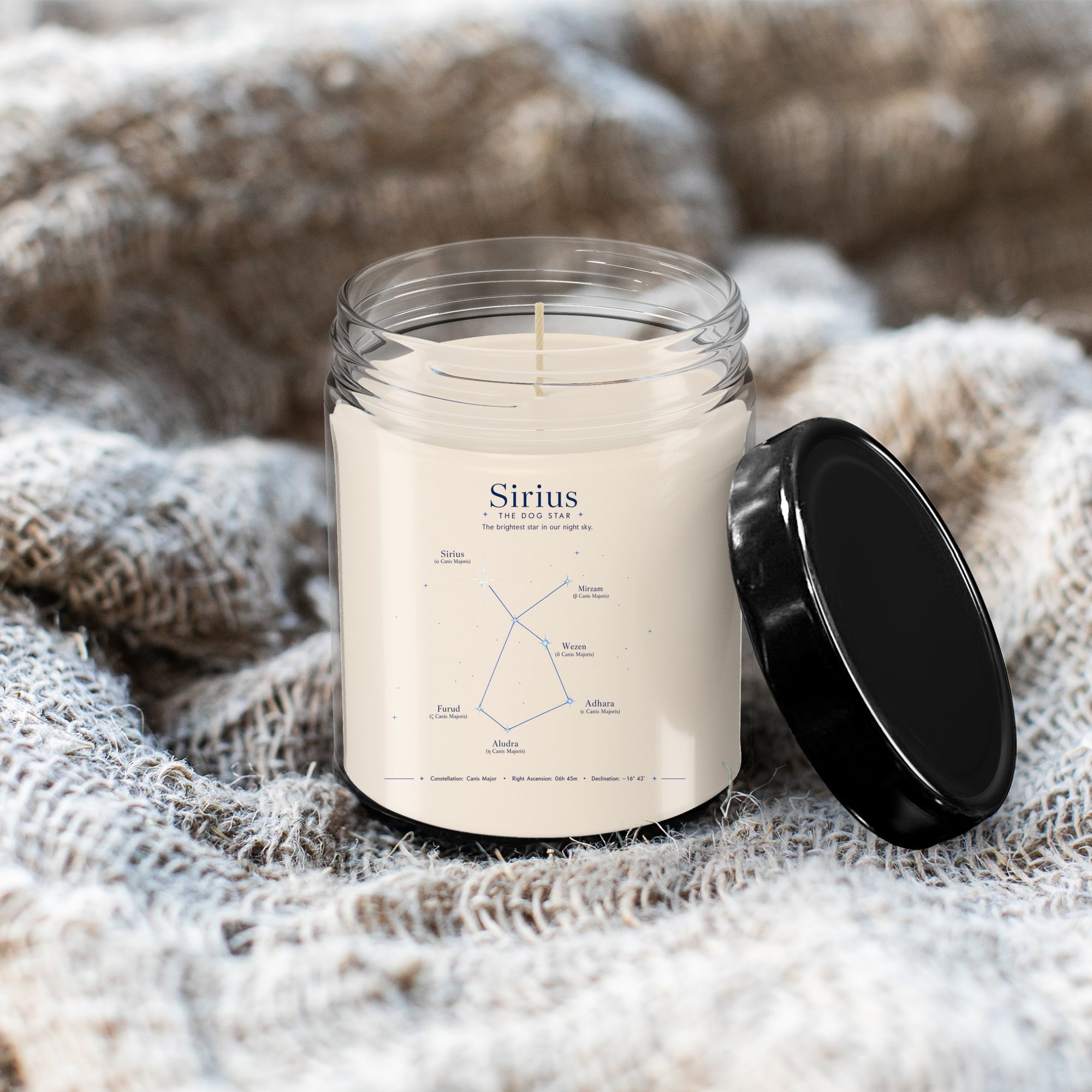 Dog Days of Summer Sirius Constellation Soy Candle — 9oz Scented Jar (Dog Star Astronomy Gift)