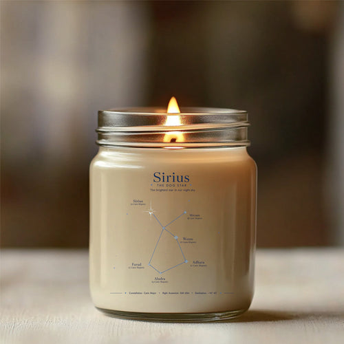Dog Days of Summer Sirius Constellation Soy Candle — 9oz Scented Jar (Dog Star Astronomy Gift)