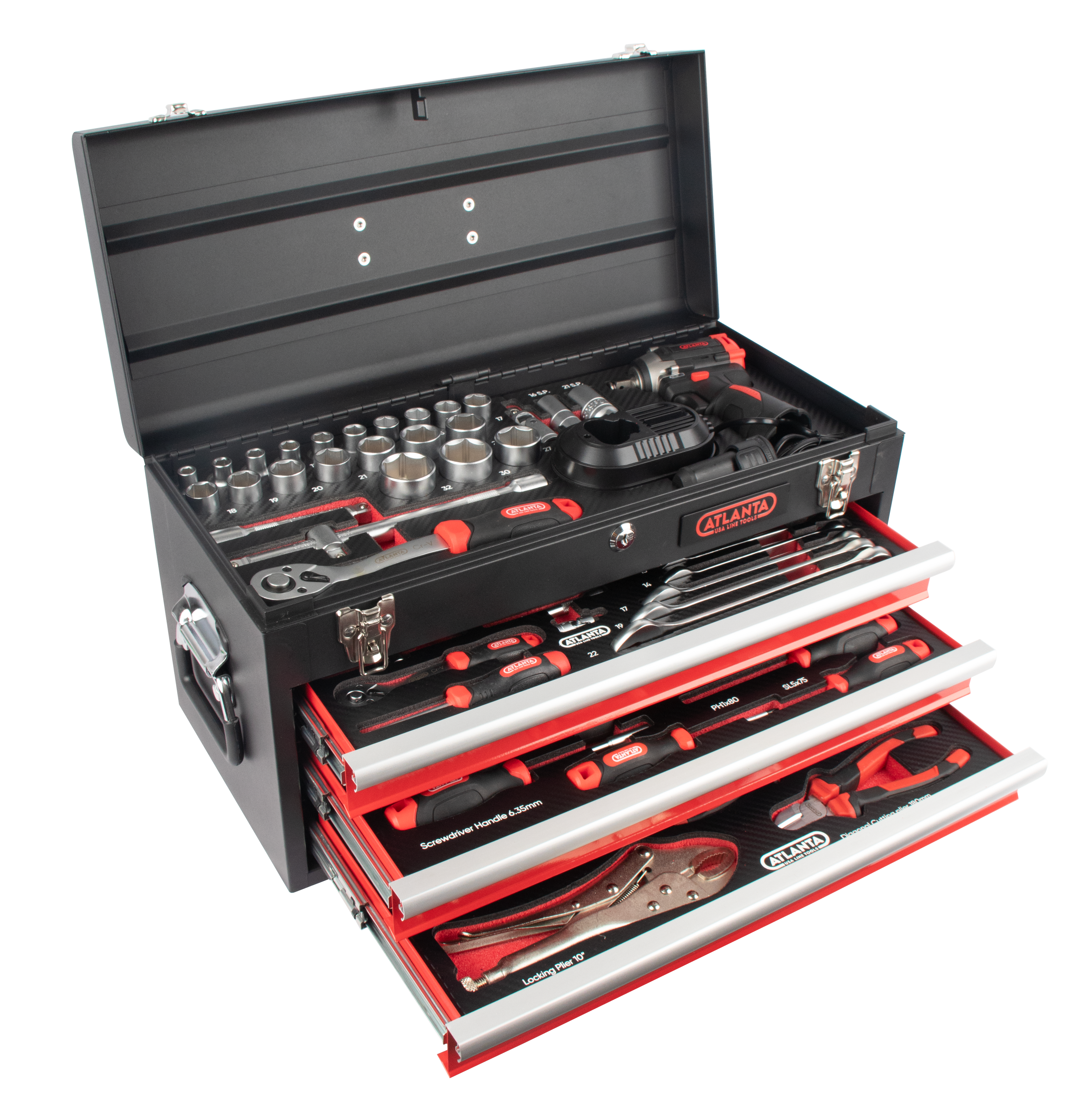 CAJA DE HERRAMIENTAS ATLANTA CON PISTOLA DE IMPACTO A BATERIA