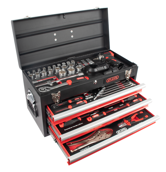 CAJA DE HERRAMIENTAS ATLANTA CON PISTOLA DE IMPACTO A BATERIA